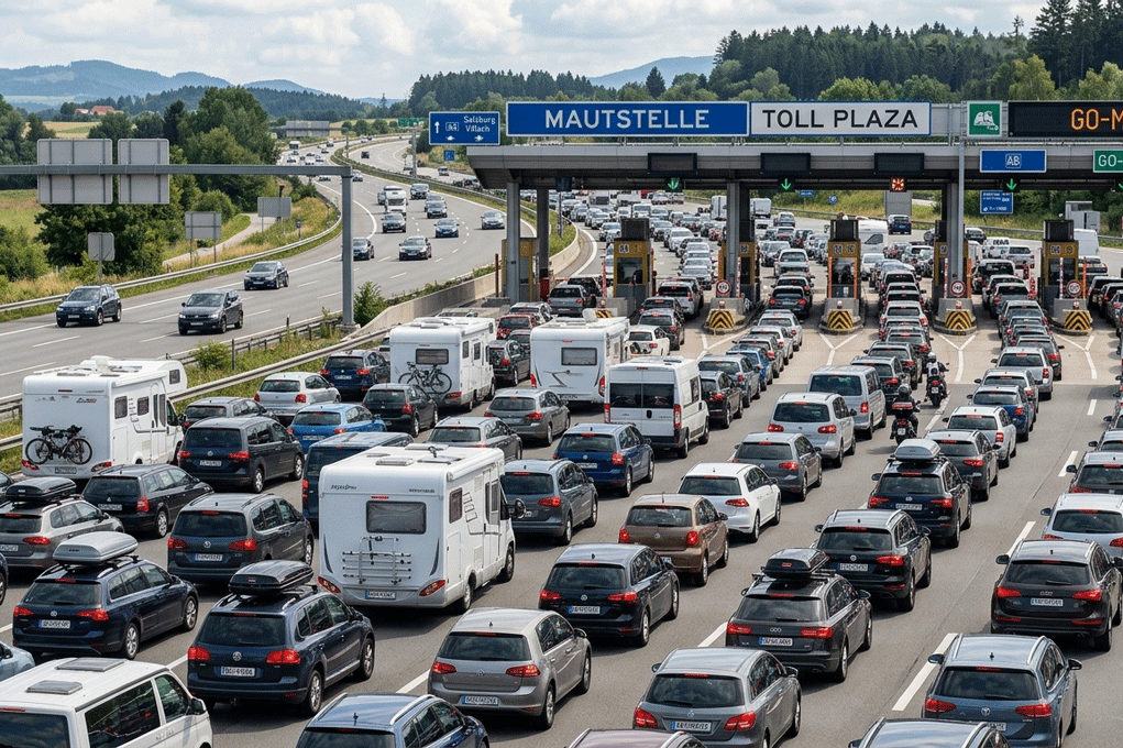 Übervolle Mautstelle Foto: ©Gemini Generated Image